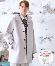 Super140’s ウールフーデットコート