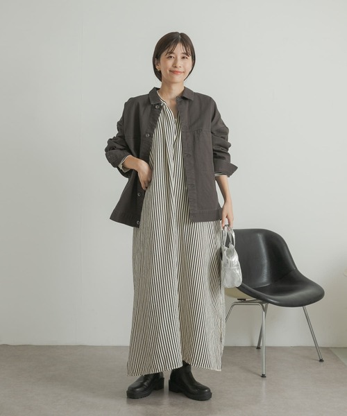 アーバンリサーチドアーズ　ストライプロングワンピース　ブラック URBAN RESEARCH DOORS（アーバンリサーチドアーズ）の