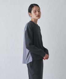 リブニット×異素材切り替えブルオーバー