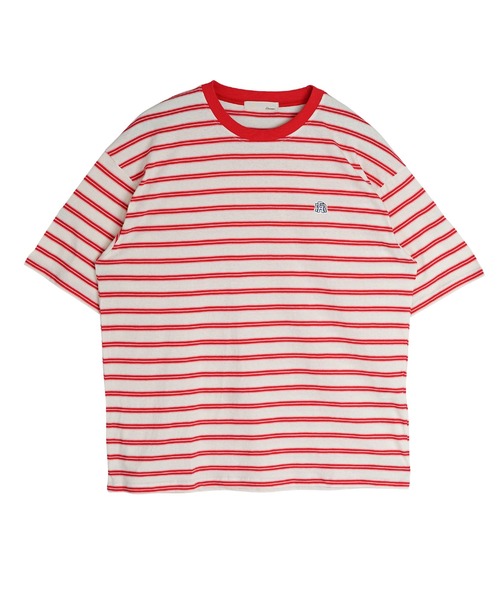 #Re:room(リルーム)の「アイコンワッペンストライプビッグTシャツ(Tシャツ/カットソー・メンズ・レッド・FREE)」の2枚目の写真