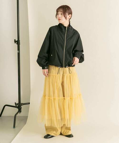 KBF（ケイビーエフ）の「スタンドカラーブルゾン（ブルゾン・レディース・ブラック/オフホワイト・ONE）」の6枚目の写真