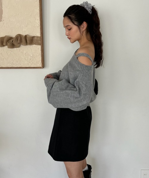 Birthday room（バースデイルーム）の「ワンショルダーニットトップス / one shoulder knit tops（ニット/セーター・レディース・グレー/ネイビー・FREE）」の16枚目の写真