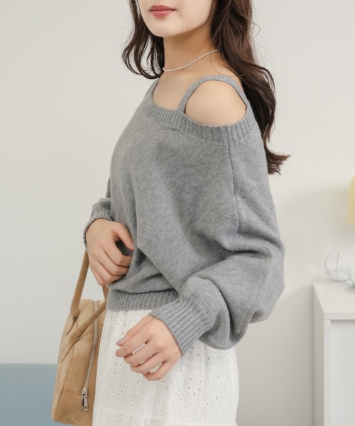 セール】ワンショルダーニットトップス / one shoulder knit tops