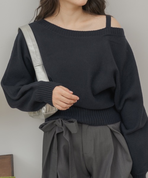 PAULE K  ワンショルダーニット KOBE LETTUCE ニットトップス レディース ファー ワンショルダー