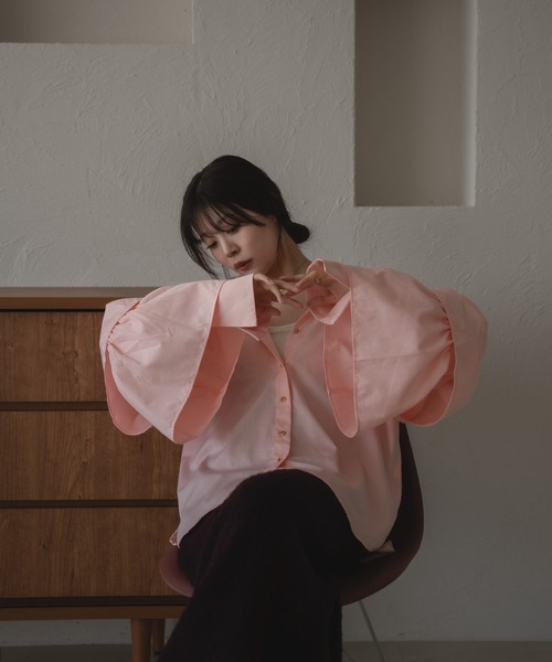 ブラウス シャツ tiered sleeve blouse / ティアードスリーブブラウス レディース セール】tiered sleeve blouse / ティアードスリーブブラウス