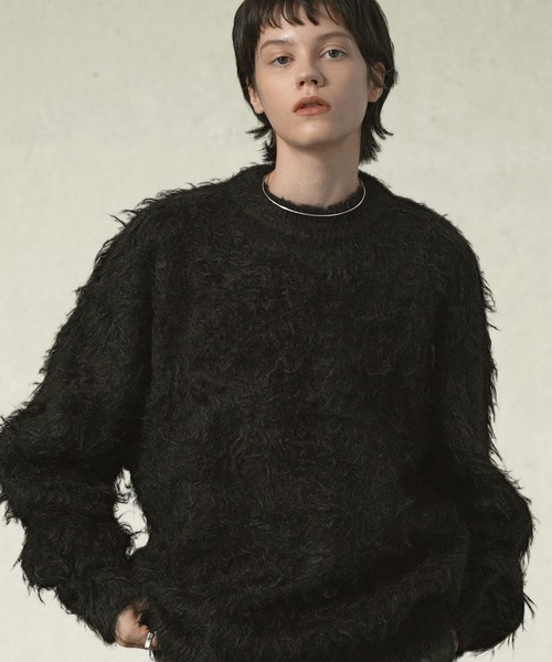 EMMA CLOTHES（エマクローズ）の「ウールMIXボリュームシャギーウォッシャブルニット（ニット/セーター・メンズ・ダークブラウン/チャコール/グレイッシュブルー/グレー/ブラック/グレイッシュベージュ・M/L）」の2枚目の写真