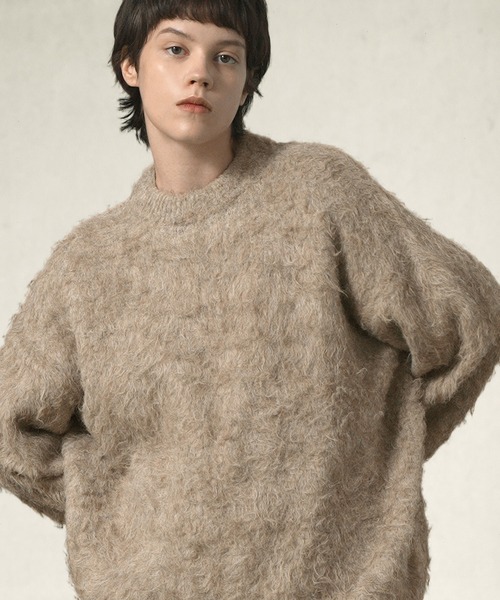 EMMA CLOTHES（エマクローズ）の「ウールMIXボリュームシャギーウォッシャブルニット（ニット/セーター・メンズ・ダークブラウン/チャコール/グレイッシュブルー/グレー/ブラック/グレイッシュベージュ・M/L）」の21枚目の写真