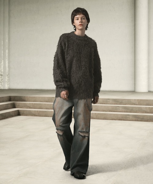 EMMA CLOTHES（エマクローズ）の「ウールMIXボリュームシャギーウォッシャブルニット（ニット/セーター・メンズ・ダークブラウン/チャコール/グレイッシュブルー/グレー/ブラック/グレイッシュベージュ・M/L）」の12枚目の写真