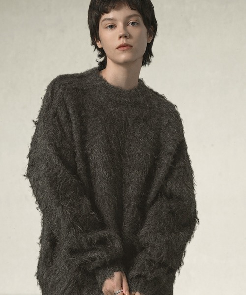 EMMA CLOTHES（エマクローズ）の「ウールMIXボリュームシャギーウォッシャブルニット（ニット/セーター・メンズ・ダークブラウン/チャコール/グレイッシュブルー/グレー/ブラック/グレイッシュベージュ・M/L）」の18枚目の写真