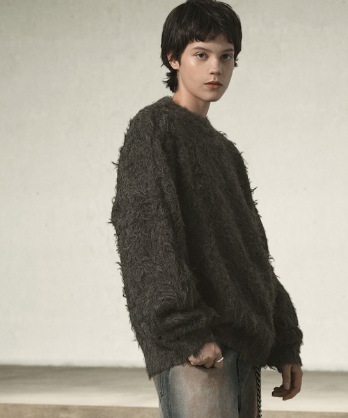 EMMA CLOTHES（エマクローズ）の「ウールMIXボリュームシャギーウォッシャブルニット（ニット/セーター・メンズ・ダークブラウン/チャコール/グレイッシュブルー/グレー/ブラック/グレイッシュベージュ・M/L）」の7枚目の写真