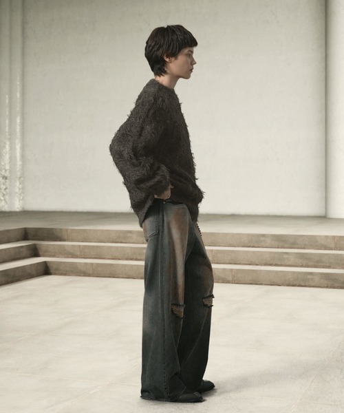 EMMA CLOTHES（エマクローズ）の「ウールMIXボリュームシャギーウォッシャブルニット（ニット/セーター・メンズ・ダークブラウン/チャコール/グレイッシュブルー/グレー/ブラック/グレイッシュベージュ・M/L）」の10枚目の写真