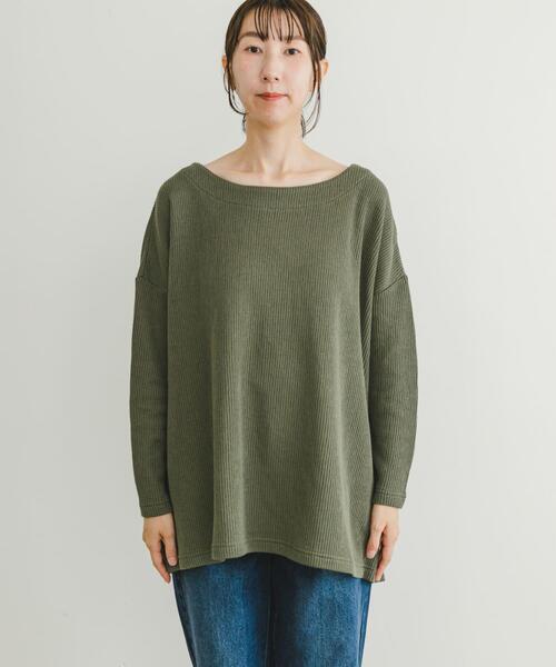 ITEMS URBANRESEARCH(アイテムズ アーバンリサーチ)の「ボートネックニットソー(Tシャツ/カットソー・レディース・カーキ/チャコールグレー/ライトベージュ・FREE)」の13枚目の写真