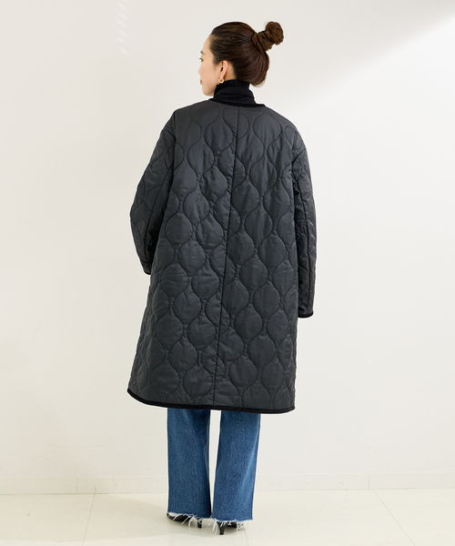 B.C STOCK（ベーセーストック）の「リバーシブルキルティングコート（ノーカラーコート・レディース・ブラック/ベージュ・FREE）」の9枚目の写真