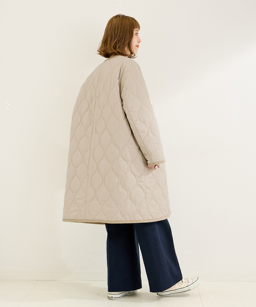B.C STOCK（ベーセーストック）の「リバーシブルキルティングコート（ノーカラーコート・レディース・ブラック/ベージュ・FREE）」の16枚目の写真
