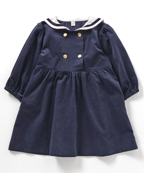 ピンパネールのパープル　セーラーカラー　ワンピース　ハンドメイド ピンパネールのパープル セーラーカラー ワンピース ハンドメイド