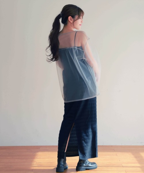 PURE BRIGHT（ピュアブライト）の「シアーチュールトップス（Tシャツ/カットソー・レディース・ブラック/アイボリー/グレー・FREE）」の9枚目の写真