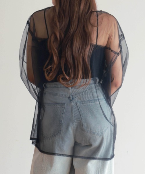 PURE BRIGHT（ピュアブライト）の「シアーチュールトップス（Tシャツ/カットソー・レディース・ブラック/アイボリー/グレー・FREE）」の13枚目の写真