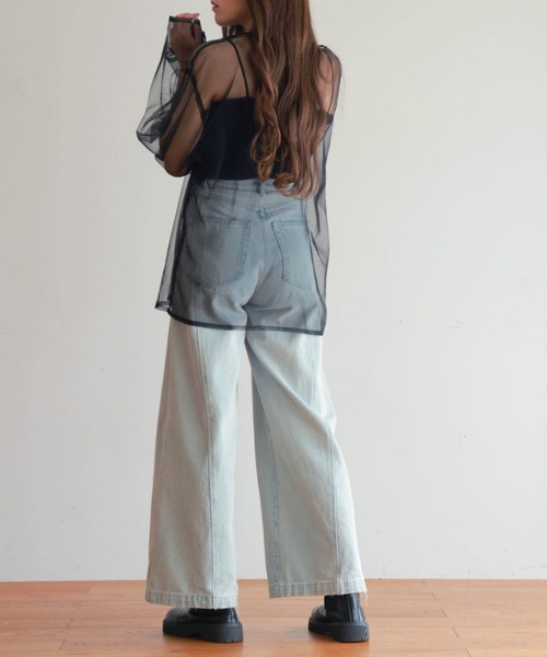 PURE BRIGHT（ピュアブライト）の「シアーチュールトップス（Tシャツ/カットソー・レディース・ブラック/アイボリー/グレー・FREE）」の16枚目の写真