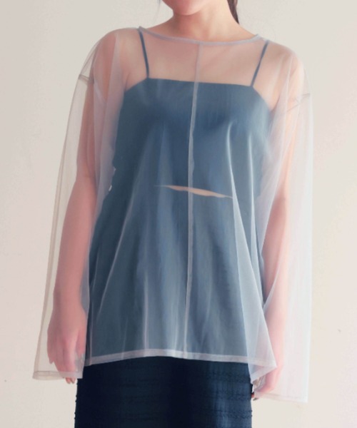 PURE BRIGHT（ピュアブライト）の「シアーチュールトップス（Tシャツ/カットソー・レディース・ブラック/アイボリー/グレー・FREE）」の5枚目の写真