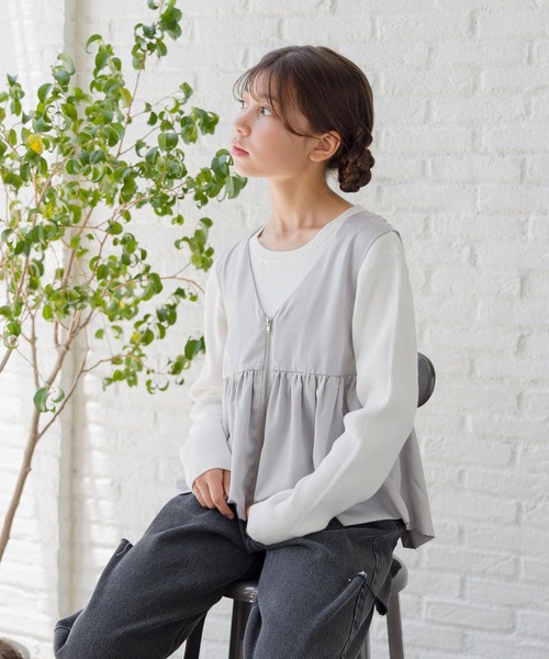 GLOBAL WORK(グローバルワーク)の「2SET*メルティプルオーバー/ベスト/142650(ベスト・キッズ・ライトグレー/チャコールグレー・130cm/140cm/150cm/160cm)」の2枚目の写真