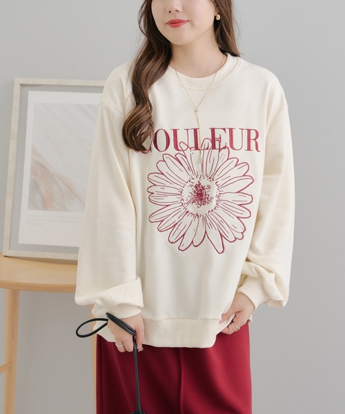 Another Branch olive des olive(アナザーブランチオリーブデオリーブ)の「お花刺繍スウェット(スウェット・レディース・グリーン/アイボリー/ネイビー/オートミール・FREE)」の8枚目の写真