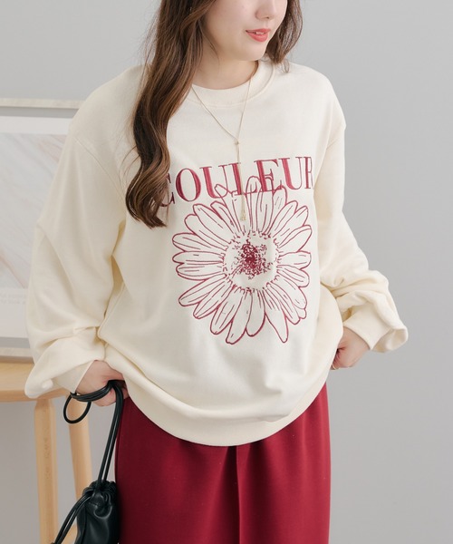 Another Branch olive des olive(アナザーブランチオリーブデオリーブ)の「お花刺繍スウェット(スウェット・レディース・グリーン/アイボリー/ネイビー/オートミール・FREE)」の9枚目の写真