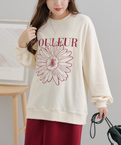 Another Branch olive des olive(アナザーブランチオリーブデオリーブ)の「お花刺繍スウェット(スウェット・レディース・グリーン/アイボリー/ネイビー/オートミール・FREE)」の12枚目の写真