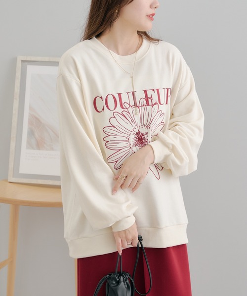 Another Branch olive des olive(アナザーブランチオリーブデオリーブ)の「お花刺繍スウェット(スウェット・レディース・グリーン/アイボリー/ネイビー/オートミール・FREE)」の13枚目の写真