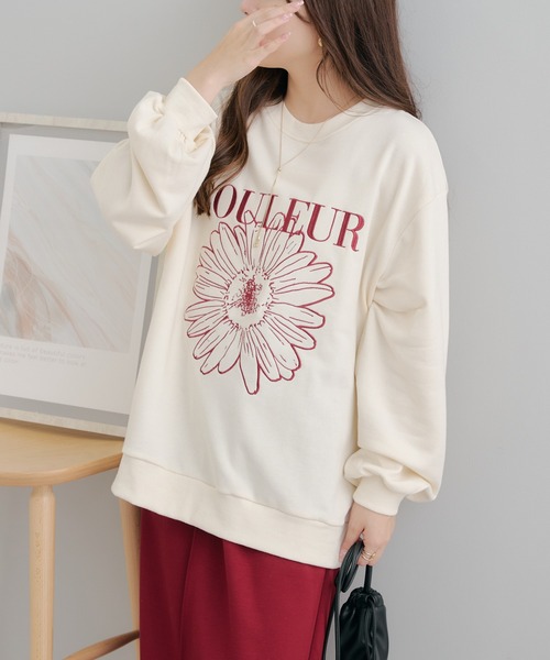 Another Branch olive des olive(アナザーブランチオリーブデオリーブ)の「お花刺繍スウェット(スウェット・レディース・グリーン/アイボリー/ネイビー/オートミール・FREE)」の6枚目の写真
