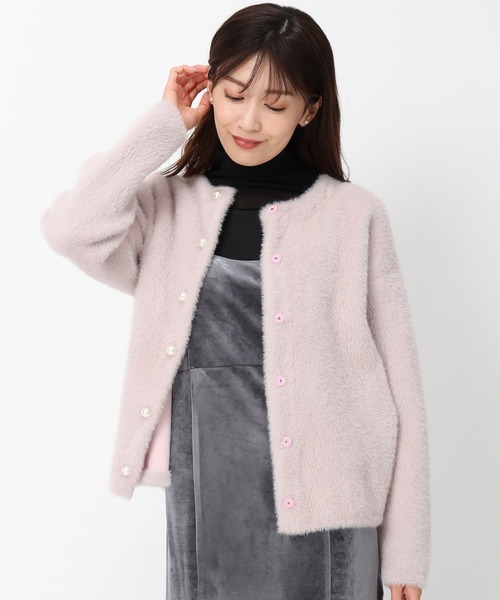 セール】パール釦シャギーコーディガン/MM448501（カーディガン/ボレロ