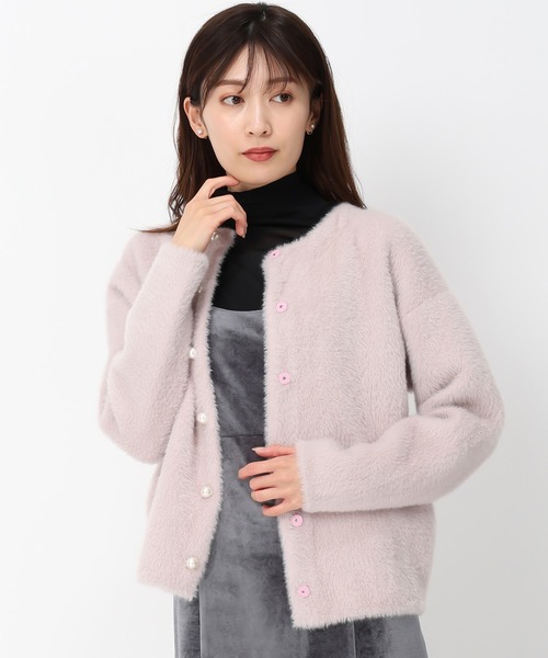 MISCH MASCH(ミッシュマッシュ)の「パール釦シャギーコーディガン/MM448501(カーディガン/ボレロ・レディース・ピンク/ホワイト/モカ・フリ-)」の8枚目の写真