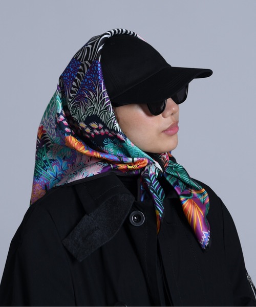 セール】3-9B40 大判スカーフ ヘッドスカーフ 90×90cm レトロ