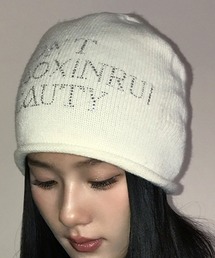 ラインストーンロゴニット帽/ビーニー