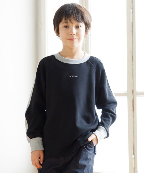 【100-130cm】裏毛ラグラン ロゴトレーナー（スウェット）｜J.PRESS（ジェイプレス）