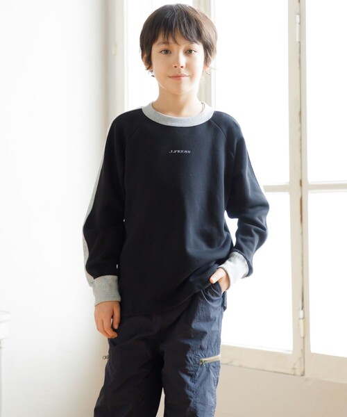 【100-130cm】裏毛ラグラン ロゴトレーナー（スウェット）｜J.PRESS（ジェイプレス）