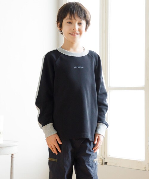【100-130cm】裏毛ラグラン ロゴトレーナー（スウェット）｜J.PRESS（ジェイプレス）