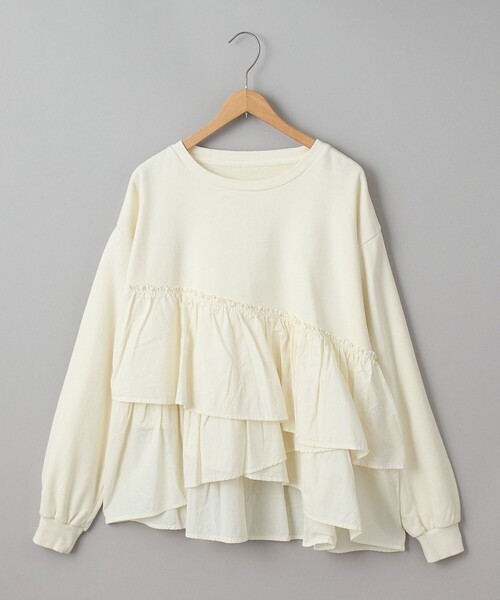 coen（コーエン）の「ピグメントフリルドッキング裏毛プルオーバー（Tシャツ/カットソー・レディース・ダークグレー/ナチュラル/レッド/ネイビー・M/L）」の3枚目の写真