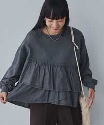 coen | ピグメントフリルドッキング裏毛プルオーバー(Tシャツ/カットソー)