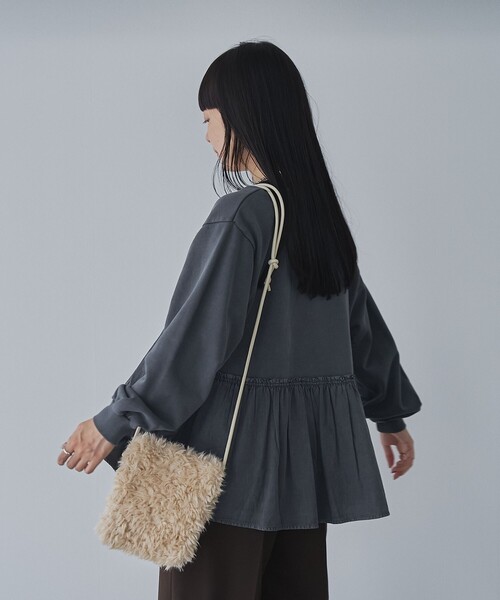 coen（コーエン）の「ピグメントフリルドッキング裏毛プルオーバー（Tシャツ/カットソー・レディース・ダークグレー/ナチュラル/レッド/ネイビー・M/L）」の13枚目の写真