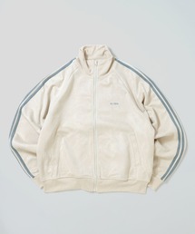 faux suede track jacket/スウェードタッチ ワンポイント刺繍 袖ライン トラックジャケット
