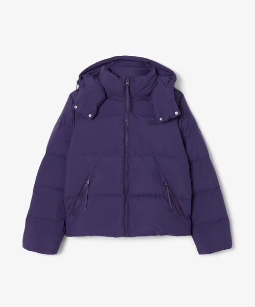 LACOSTE（ラコステ）の「ウィメンズ ボリュームハイネック ナイロンショートダウンジャケット / フード取り外し可（ダウンジャケット/コート・レディース・ブラック/オレンジ/モスグリーン/ダークブルー・34/36/38/40）」の1枚目の写真