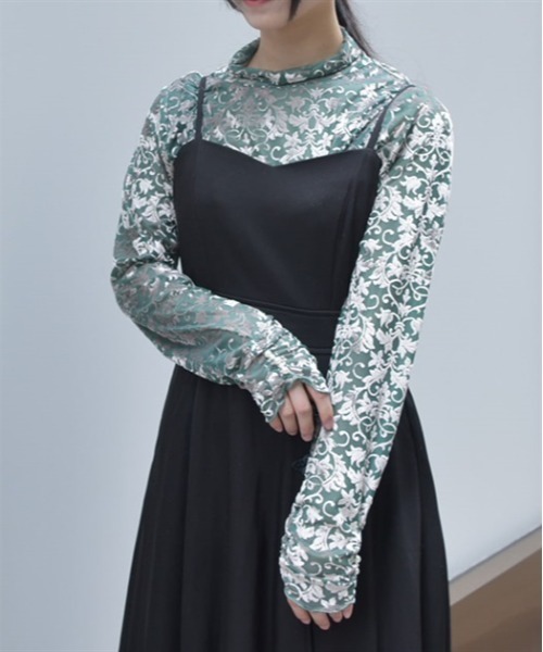 axes femme(アクシーズファム)の「シアーフロッキーインナー(Tシャツ/カットソー・レディース・グレー/ブラック/グリーン・FREE)」の4枚目の写真