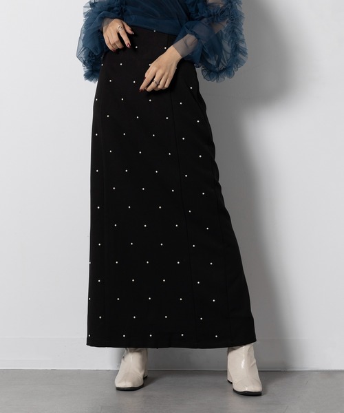 MAISON BREEZE(メゾンブリーズ)の「【MAISON BREEZE】T/R/Puツイル パール付き スカート XNN(スカート・レディース・チャコールグレー/ブラック・FREE)」の2枚目の写真