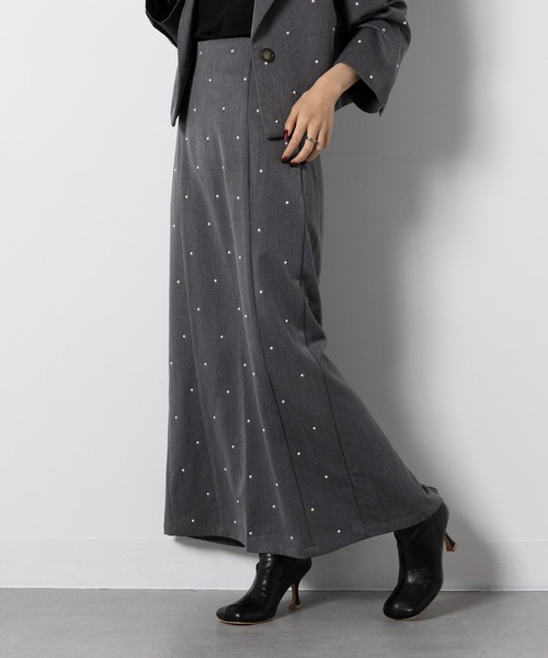MAISON BREEZE(メゾンブリーズ)の「【MAISON BREEZE】T/R/Puツイル パール付き スカート XNN(スカート・レディース・チャコールグレー/ブラック・FREE)」の4枚目の写真