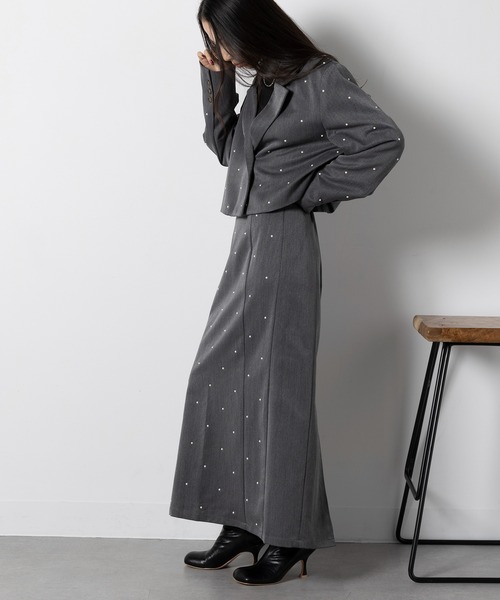 MAISON BREEZE(メゾンブリーズ)の「【MAISON BREEZE】T/R/Puツイル パール付き スカート XNN(スカート・レディース・チャコールグレー/ブラック・FREE)」の7枚目の写真