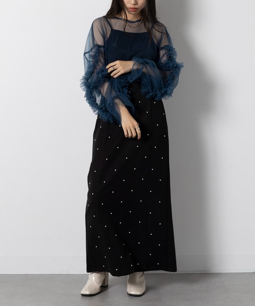 MAISON BREEZE(メゾンブリーズ)の「【MAISON BREEZE】T/R/Puツイル パール付き スカート XNN(スカート・レディース・チャコールグレー/ブラック・FREE)」の12枚目の写真