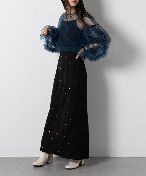 MAISON BREEZE(メゾンブリーズ)の「【MAISON BREEZE】T/R/Puツイル パール付き スカート XNN(スカート・レディース・チャコールグレー/ブラック・FREE)」の13枚目の写真