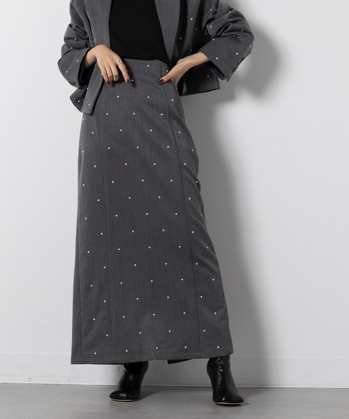 MAISON BREEZE(メゾンブリーズ)の「【MAISON BREEZE】T/R/Puツイル パール付き スカート XNN(スカート・レディース・チャコールグレー/ブラック・FREE)」の3枚目の写真