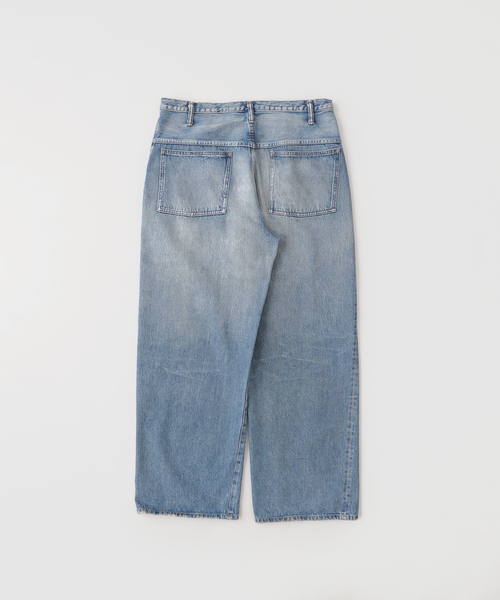 ワイドレッグデニム デニム メタリックデニム ハイウエスト ポケット ワイドレッグ