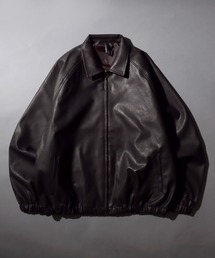 SITRY | Synthetic Leather Blouson/オーバーサイズ シンセティックレザー ヴィンテージライク ブルゾン フライトジャケット コーチジャケット(ブルゾン)